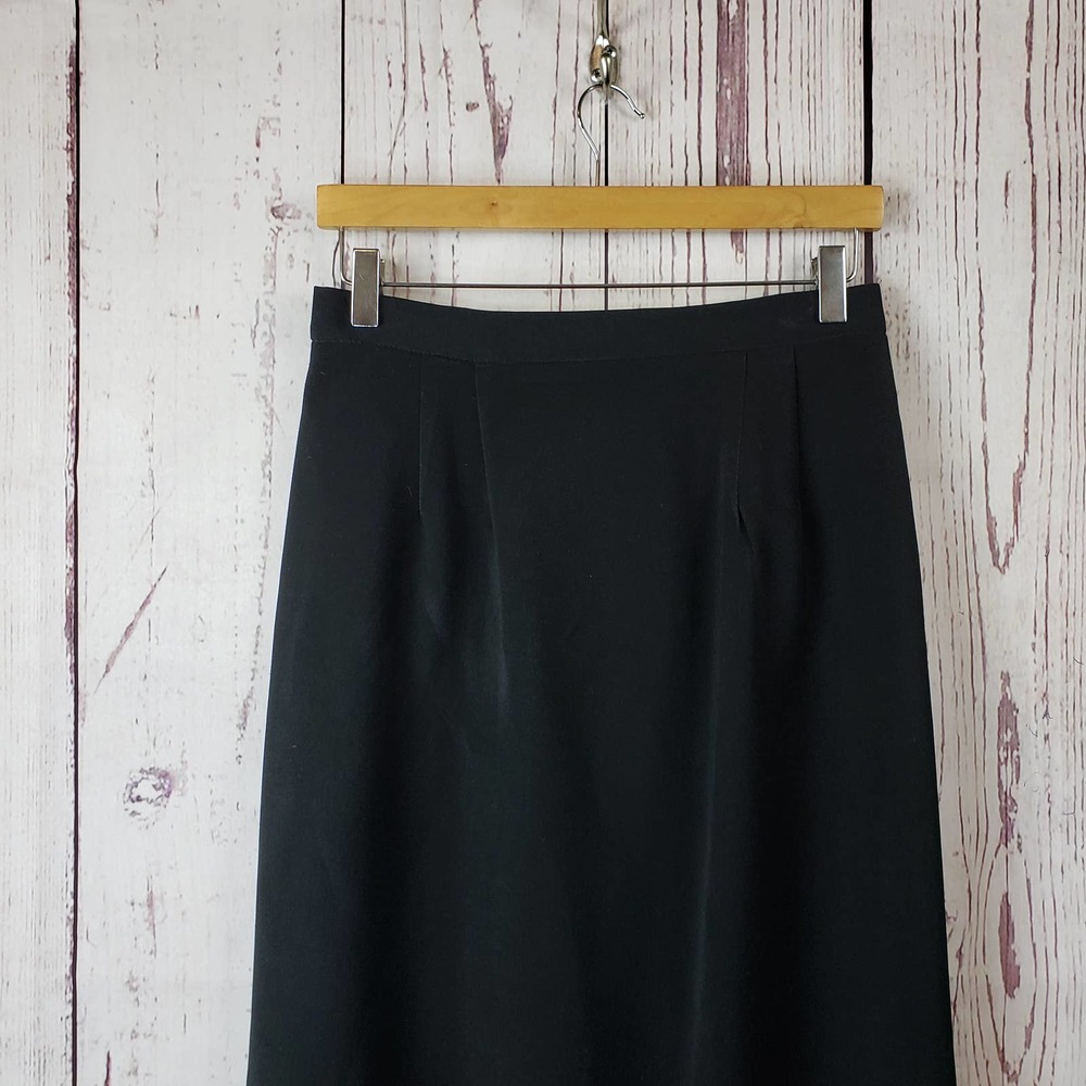 Positive Attitude Vintage Pencil Skirt Womens Size 12 Midi Pleat Front Black
